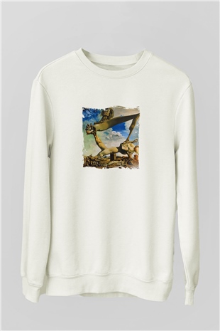 Salvador Dali Unisex Baskılı Beyaz Sweatshirt