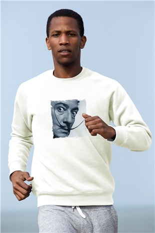 Salvador Dali Unisex Baskılı Beyaz Sweatshirt