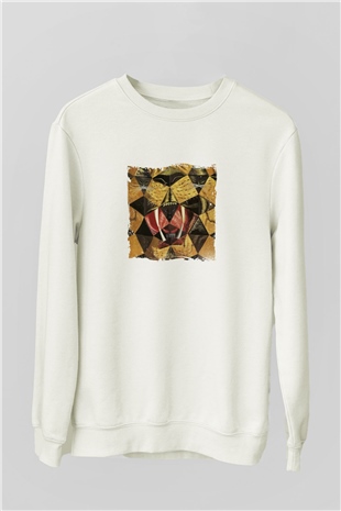 Salvador Dali Unisex Baskılı Beyaz Sweatshirt
