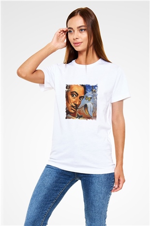 Salvador Dali Unisex Baskılı Beyaz Tişört