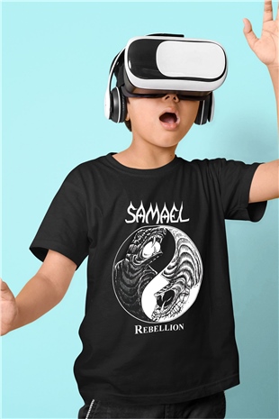 Samael Baskılı Unisex Siyah Çocuk Tişört - Tshirt