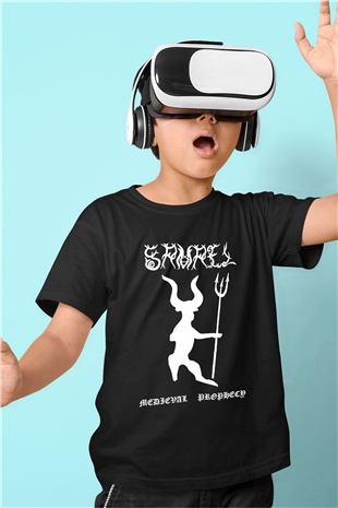 Samael Baskılı Unisex Siyah Çocuk Tişört - Tshirt