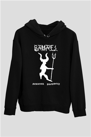 Samael Baskılı Unisex Siyah Kapüşonlu Sweatshirt