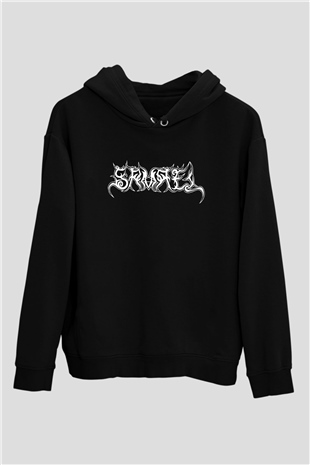 Samael Baskılı Unisex Siyah Kapüşonlu Sweatshirt