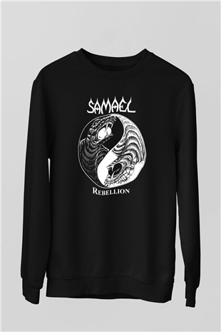Samael Baskılı Unisex Siyah Sweatshirt