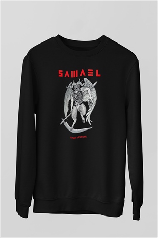 Samael Baskılı Unisex Siyah Sweatshirt