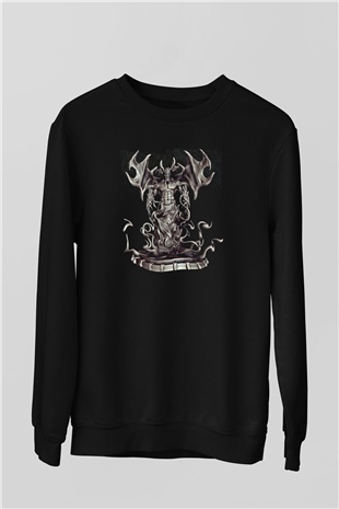 Samael Baskılı Unisex Siyah Sweatshirt