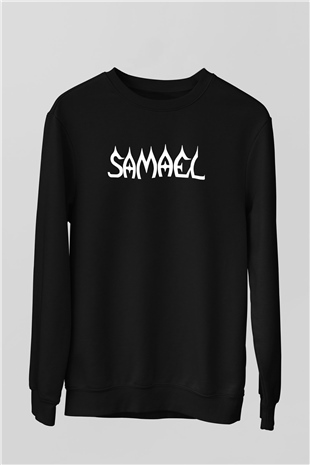 Samael Baskılı Unisex Siyah Sweatshirt