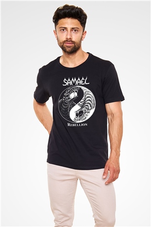 Samael Baskılı Unisex Siyah Tişört - Tshirt