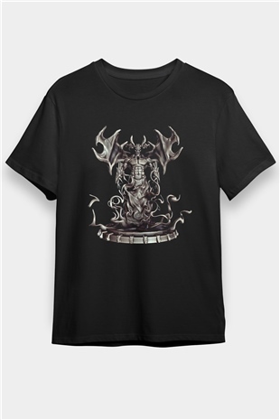 Samael Baskılı Unisex Siyah Tişört - Tshirt
