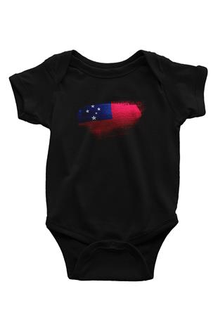 Samoa Bayrağı Baskılı Unisex Siyah Bebek Body - Zıbın