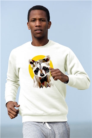 Samur Baskılı Unisex Beyaz  Sweatshirt