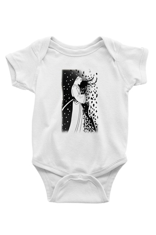 Samurai Jack Baskılı Beyaz Unisex Bebek Body - Zıbın