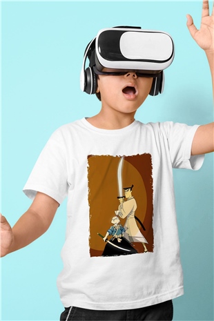 Samurai Jack Beyaz Unisex Çocuk Tişört