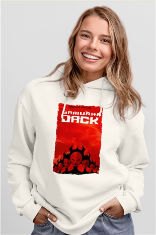 Samurai Jack Beyaz Unisex Hoodie