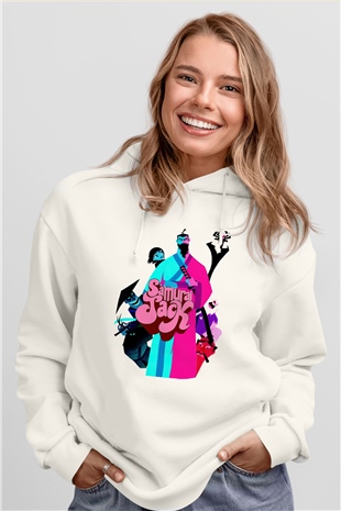 Samurai Jack Beyaz Unisex Hoodie