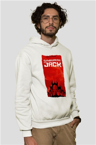 Samurai Jack Beyaz Unisex Hoodie