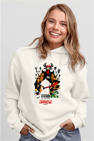 Samurai Jack Beyaz Unisex Hoodie
