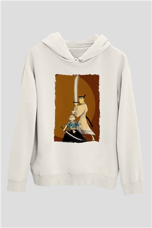 Samurai Jack Beyaz Unisex Hoodie