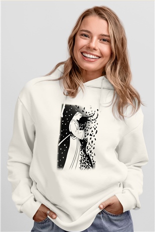 Samurai Jack Beyaz Unisex Kapşonlu Sweatshirt
