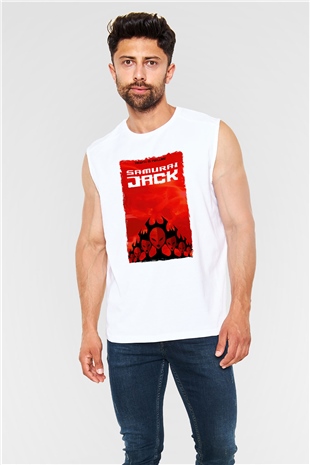 Samurai Jack Beyaz Unisex Kolsuz Tişört