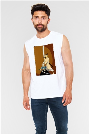 Samurai Jack Beyaz Unisex Kolsuz Tişört