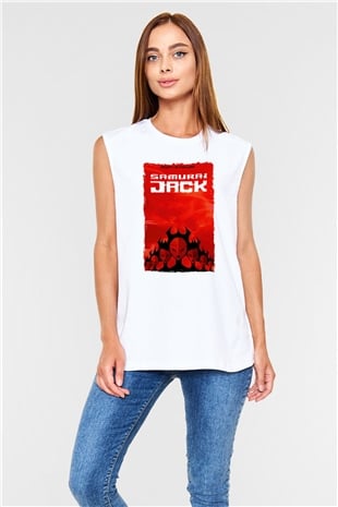 Samurai Jack Beyaz Unisex Kolsuz Tişört