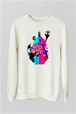 Samurai Jack Beyaz Unisex Sweatshirt