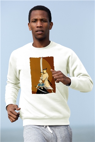 Samurai Jack Beyaz Unisex Sweatshirt