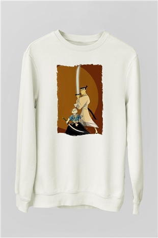 Samurai Jack Beyaz Unisex Sweatshirt
