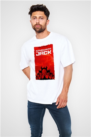 Samurai Jack Beyaz Oversize Tişört Oversize T-shirt