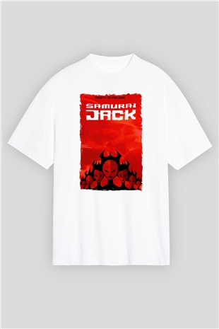 Samurai Jack Beyaz Oversize Tişört Oversize T-shirt