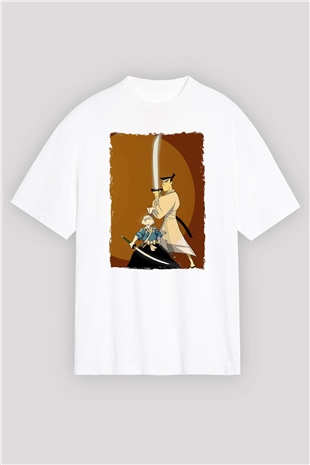 Samurai Jack Beyaz Oversize Tişört Oversize T-shirt
