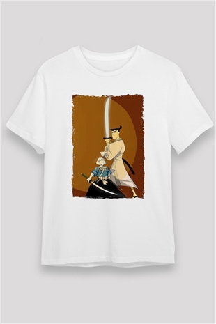 Samurai Jack Beyaz Unisex Tişört T-Shirt