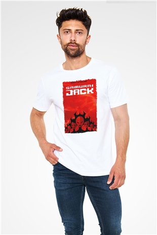 Samurai Jack Beyaz Unisex Tişört T-Shirt