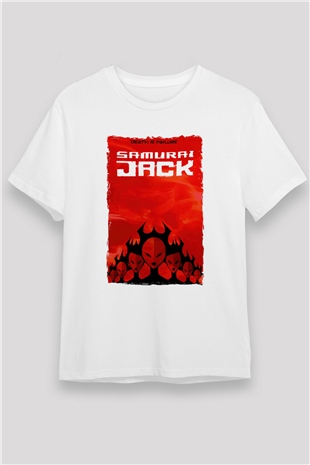 Samurai Jack Beyaz Unisex Tişört T-Shirt