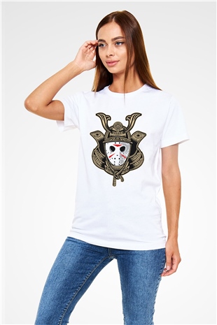 Samurai Jason Baskılı Beyaz Unisex Tshirt