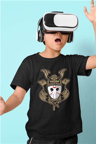 Samurai Jason Baskılı Siyah Çocuk Unisex Tshirt