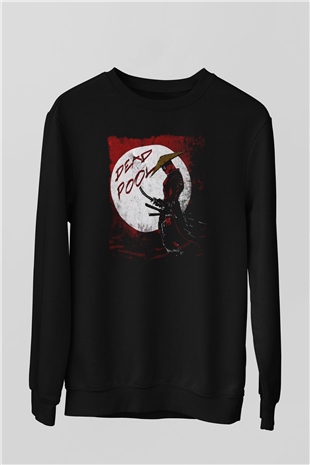 Samuray Deadpool Baskılı Unisex Beyaz  Sweatshirt