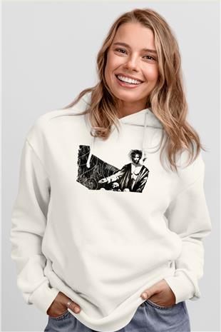 Sandman Baskılı Beyaz Unisex Hoodie