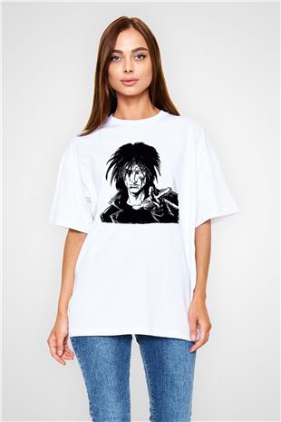 Sandman Baskılı Beyaz Unisex Oversize Tişört - Tshirt