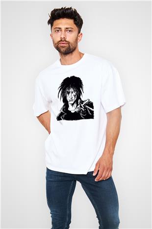 Sandman Baskılı Beyaz Unisex Oversize Tişört - Tshirt