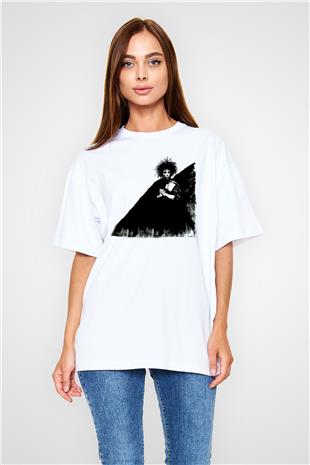 Sandman Baskılı Beyaz Unisex Oversize Tişört - Tshirt