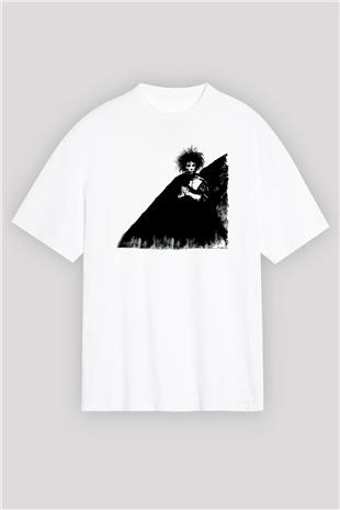 Sandman Baskılı Beyaz Unisex Oversize Tişört - Tshirt