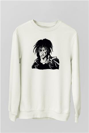 Sandman Baskılı Beyaz Unisex Sweatshirt