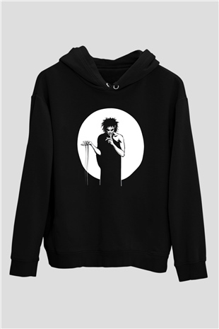 Sandman Baskılı Unisex Siyah Hoodie