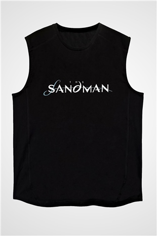 Sandman Baskılı Unisex Siyah Kolsuz Tişört - Tshirt