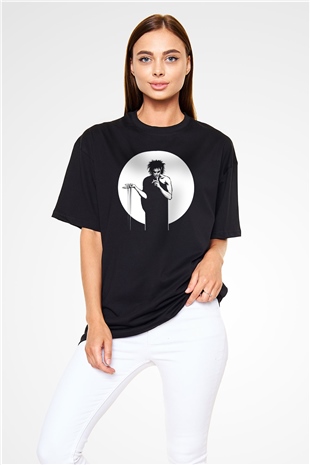 Sandman Baskılı Unisex Siyah Oversize Tişört - Tshirt