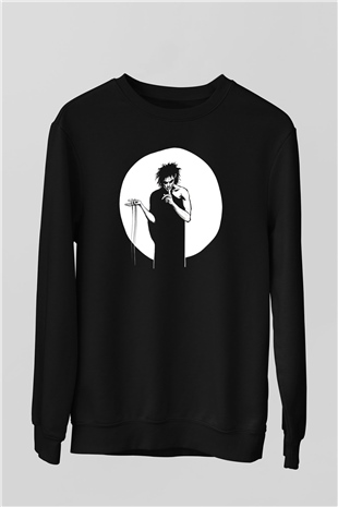 Sandman Baskılı Unisex Siyah Sweatshirt