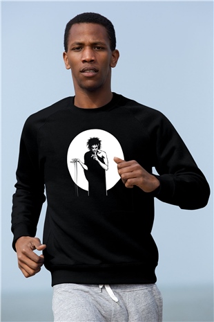 Sandman Baskılı Unisex Siyah Sweatshirt